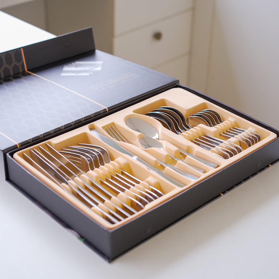 24-Piece Stainless Steel Cutlery Set | | Gold | Silver - Image 6