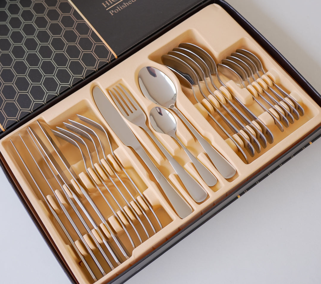 24-Piece Stainless Steel Cutlery Set | | Gold | Silver - Image 7