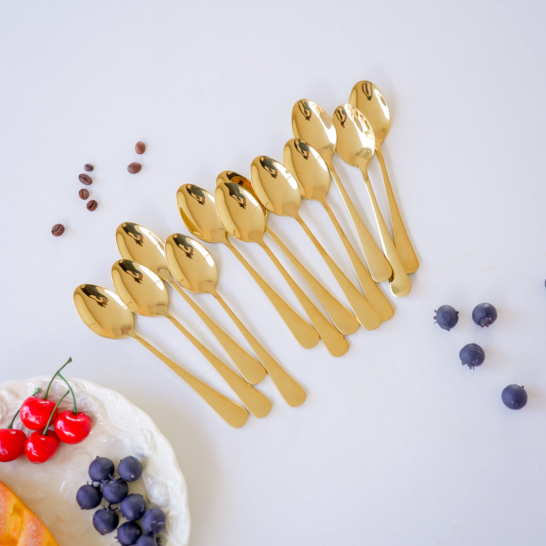 Dinner Spoons - Set of 6 / 12 | Silver & Gold | 304 Stainless Steel - Image 3