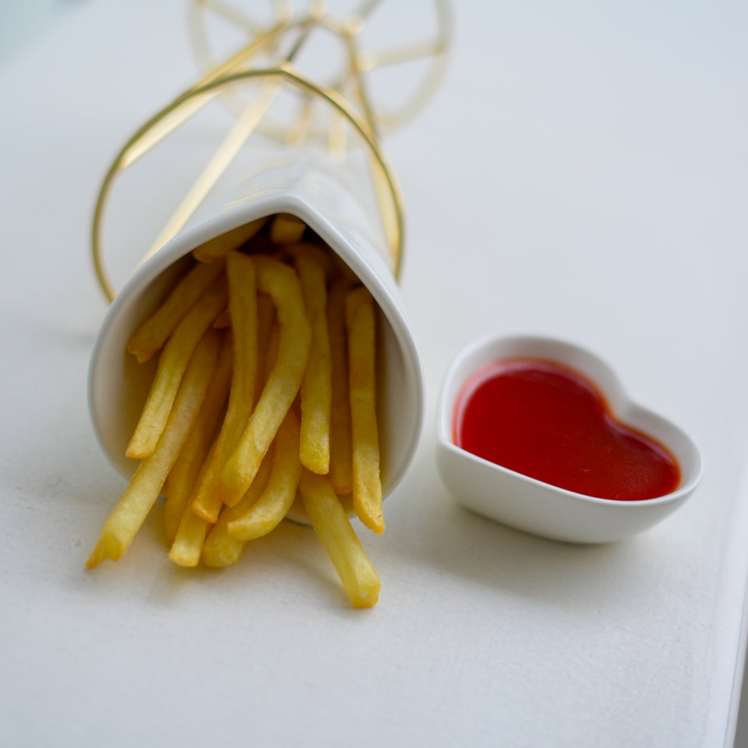 Heart Snack Cone with Gold Stand & Dip Bowl | Porcelain Serveware - Image 5